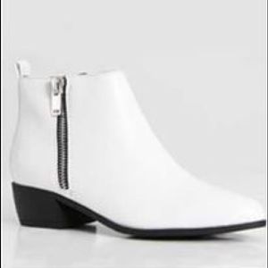 White Zip Up Ankle Bootie
